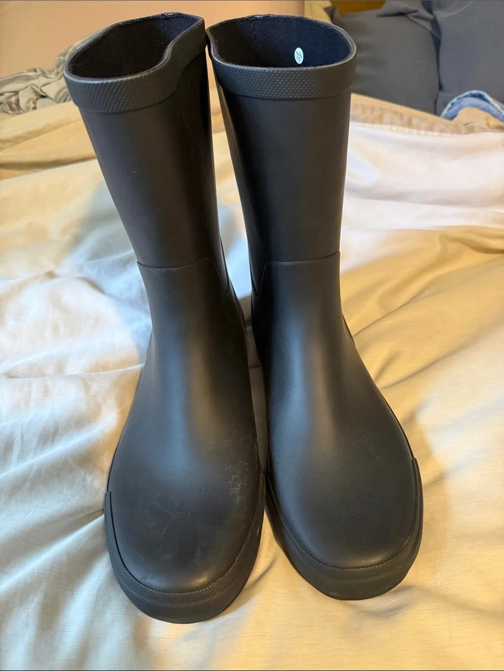 Helly Hansen Black Matte Rubber Rain Boots with HH Logo